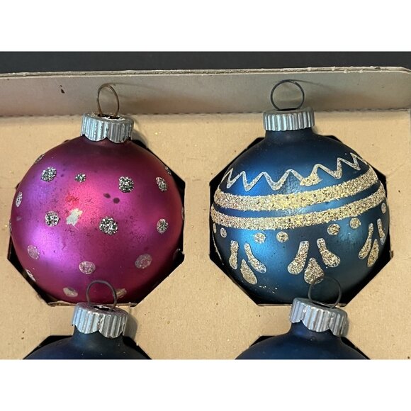 11 Shiny Bright Christmas Ornament Mica MCM Mercury Glass Some Matching With Box - Picture 4 of 10